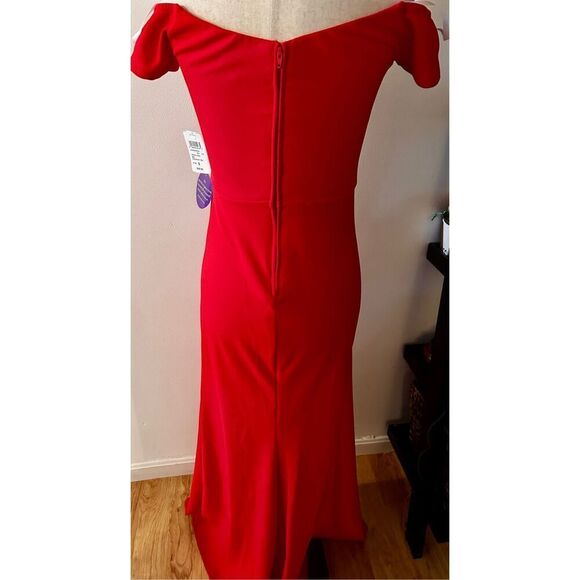 Windsor red dress home coming prom size 5 off the shoulder with a slit - Picture 4 of 6